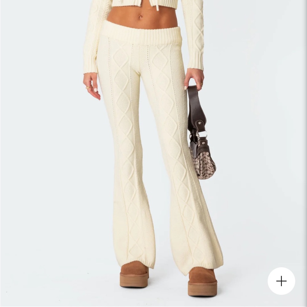 Edikted Ray Cable Knit Flared Pants